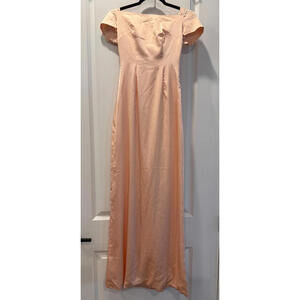 Fame & Partners Cap Sleeve Dress with Shoulder Train - Blush, Size 0